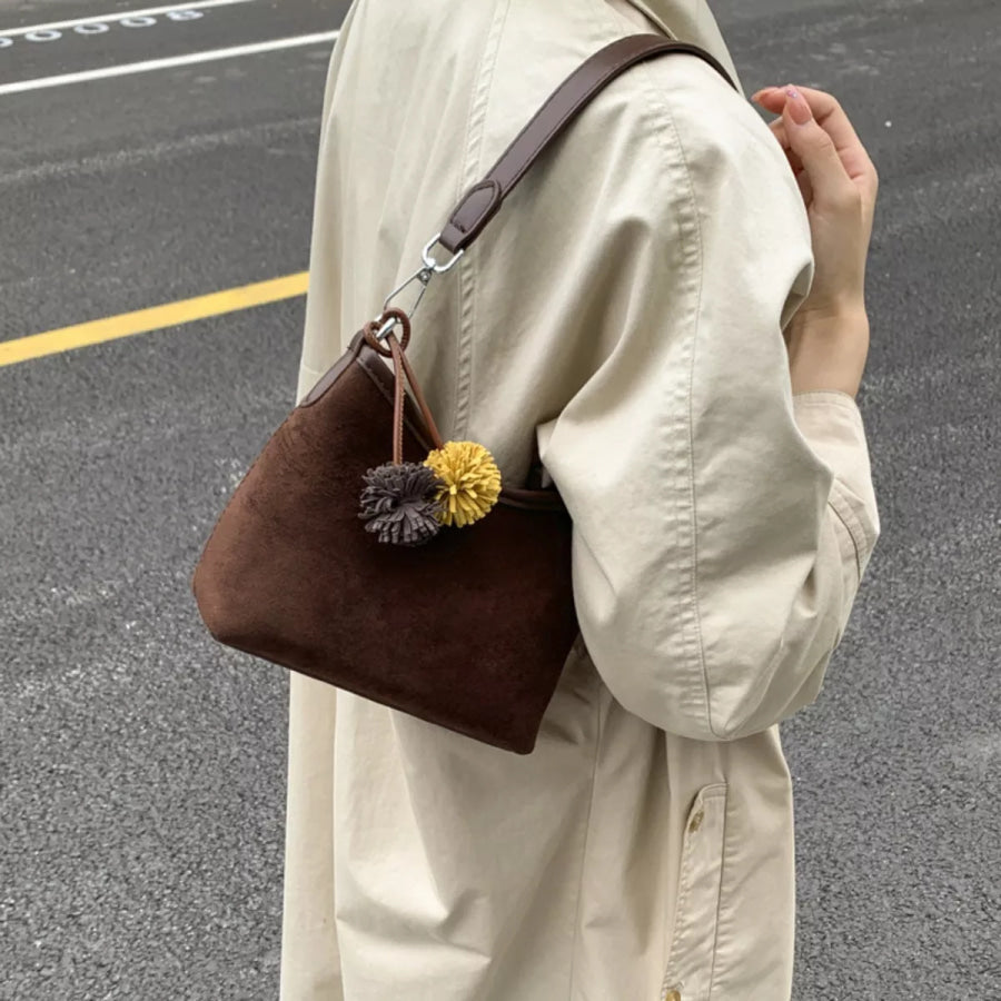 Suede Crossbody Bag with Adjustable Shoulder Strap Apparel and Accessories