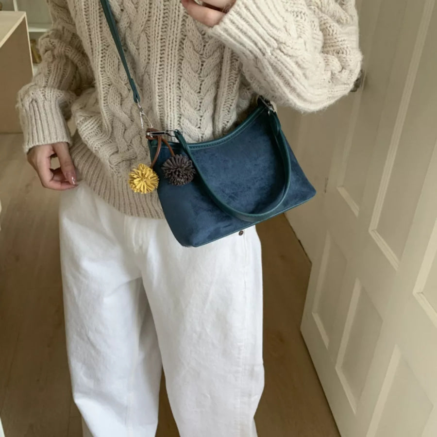 Suede Crossbody Bag with Adjustable Shoulder Strap Apparel and Accessories