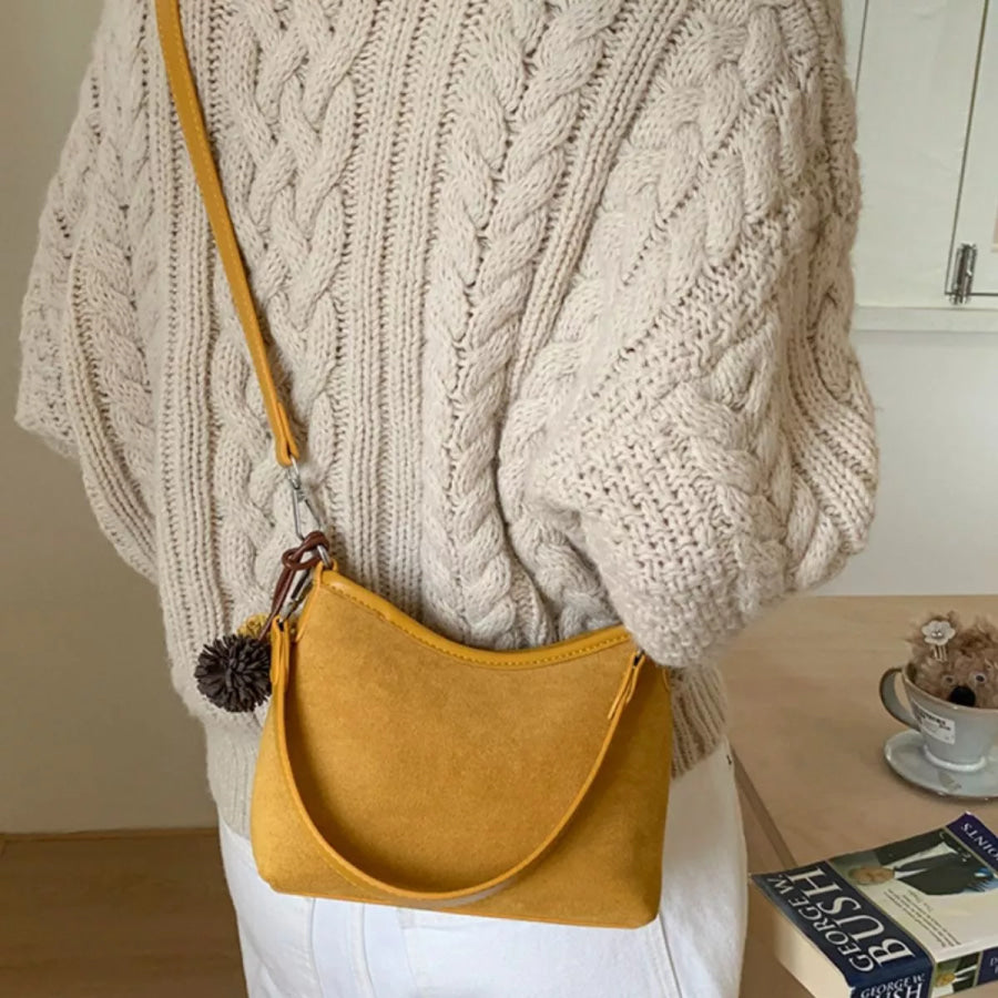 Suede Crossbody Bag with Adjustable Shoulder Strap Apparel and Accessories