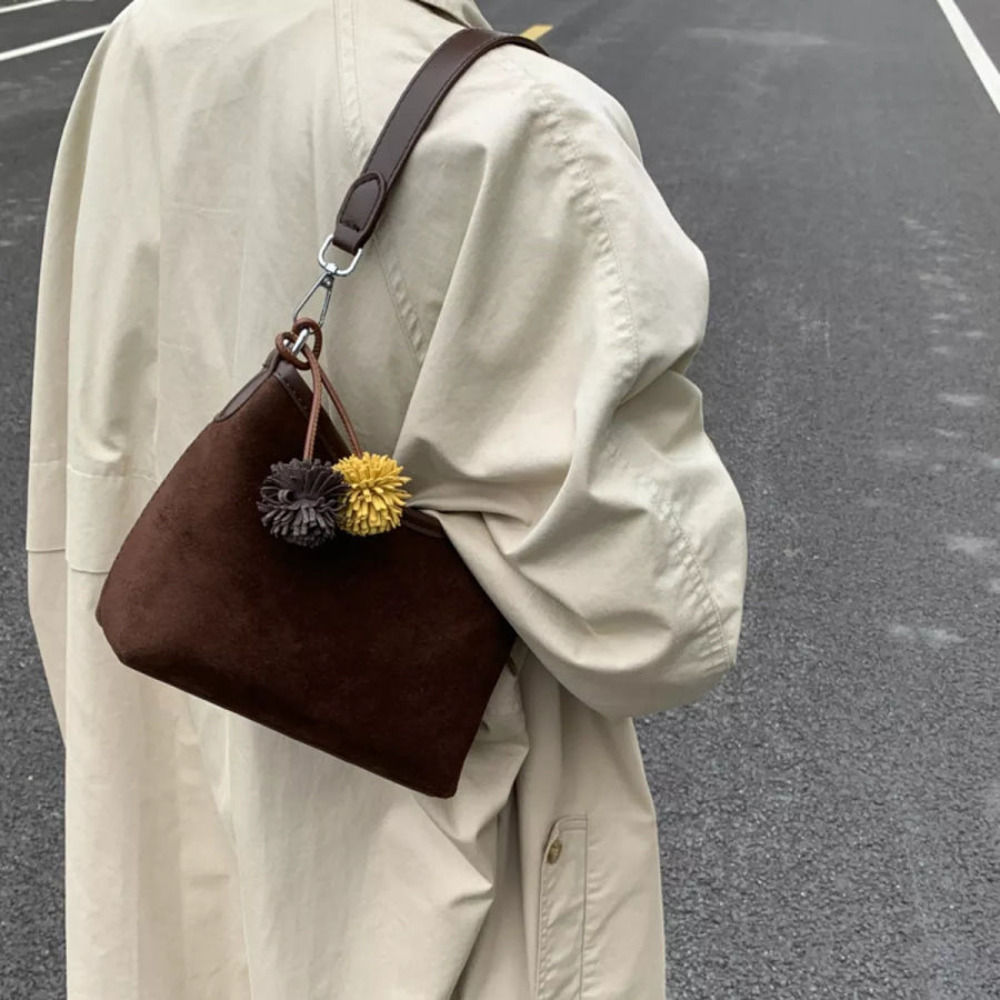 Suede Crossbody Bag with Adjustable Shoulder Strap Apparel and Accessories