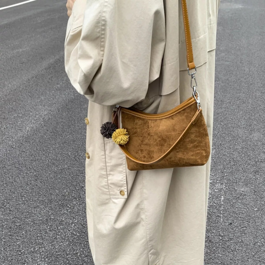 Suede Crossbody Bag with Adjustable Shoulder Strap Apparel and Accessories
