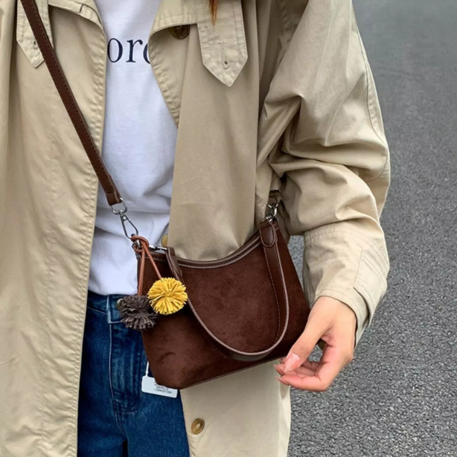 Suede Crossbody Bag with Adjustable Shoulder Strap Apparel and Accessories