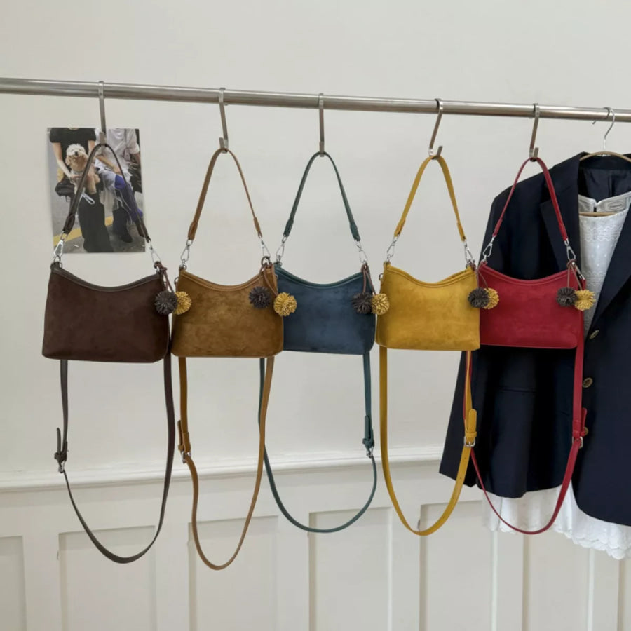 Suede Crossbody Bag with Adjustable Shoulder Strap Apparel and Accessories