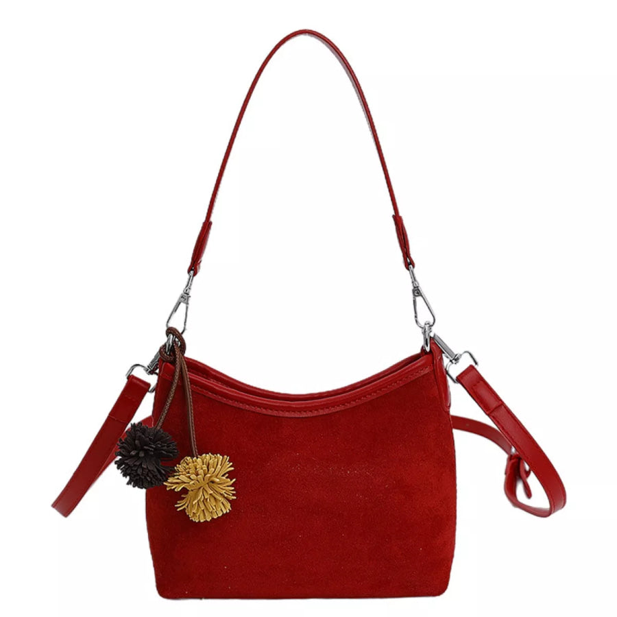 Suede Crossbody Bag with Adjustable Shoulder Strap Apparel and Accessories