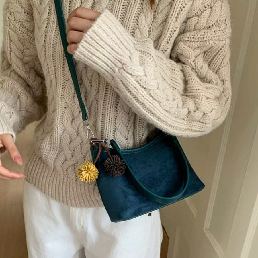 Suede Crossbody Bag with Adjustable Shoulder Strap Blue / One Size Apparel and Accessories