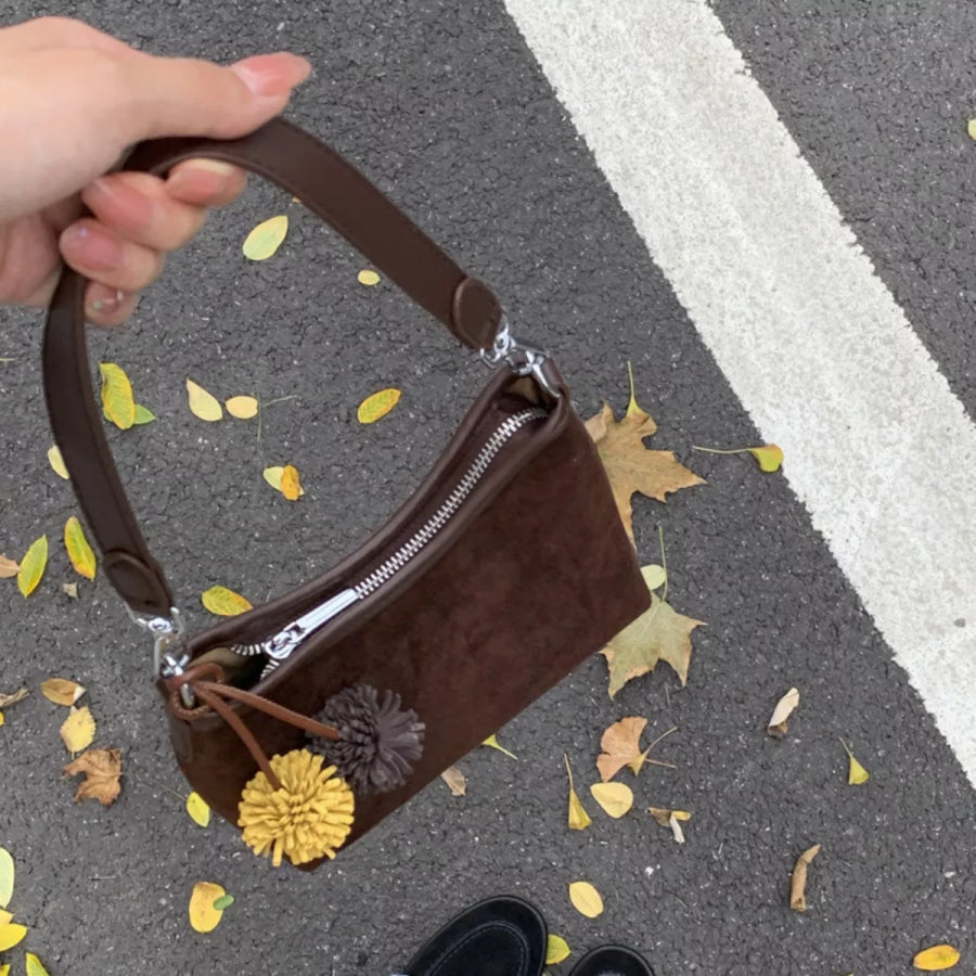 Suede Crossbody Bag with Adjustable Shoulder Strap Brown / One Size Apparel and Accessories