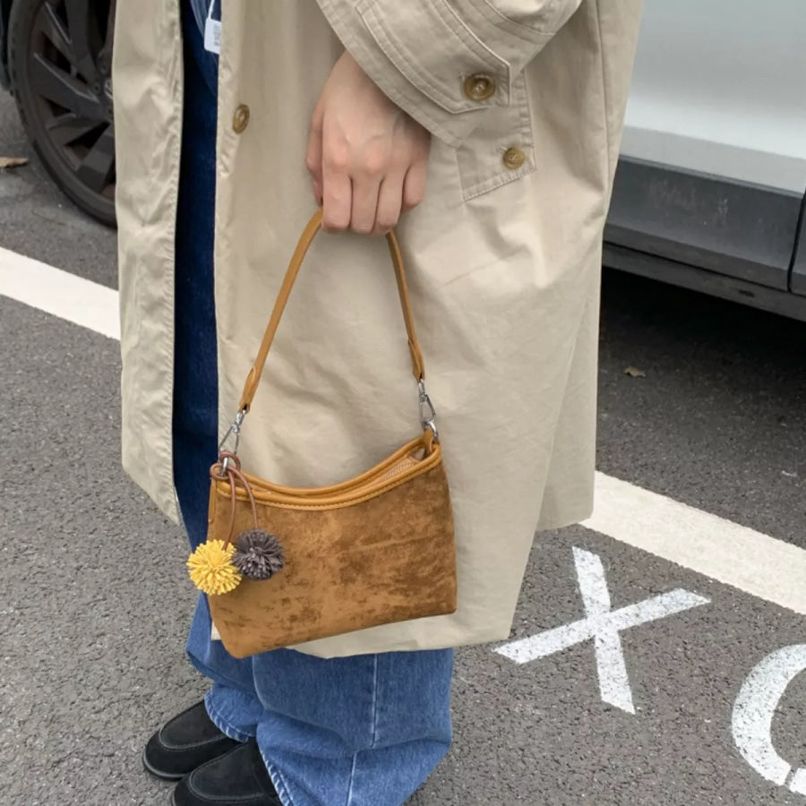 Suede Crossbody Bag with Adjustable Shoulder Strap Yellow / One Size Apparel and Accessories
