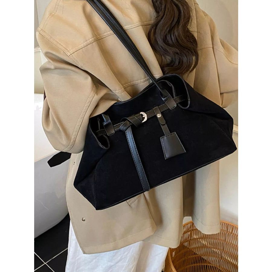 Suede Decorative Belt Buckle Shoulder Bag Apparel and Accessories