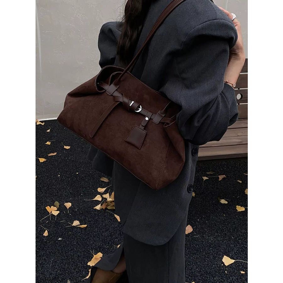 Suede Decorative Belt Buckle Shoulder Bag Apparel and Accessories