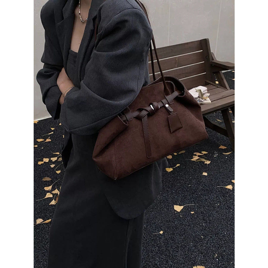 Suede Decorative Belt Buckle Shoulder Bag Apparel and Accessories