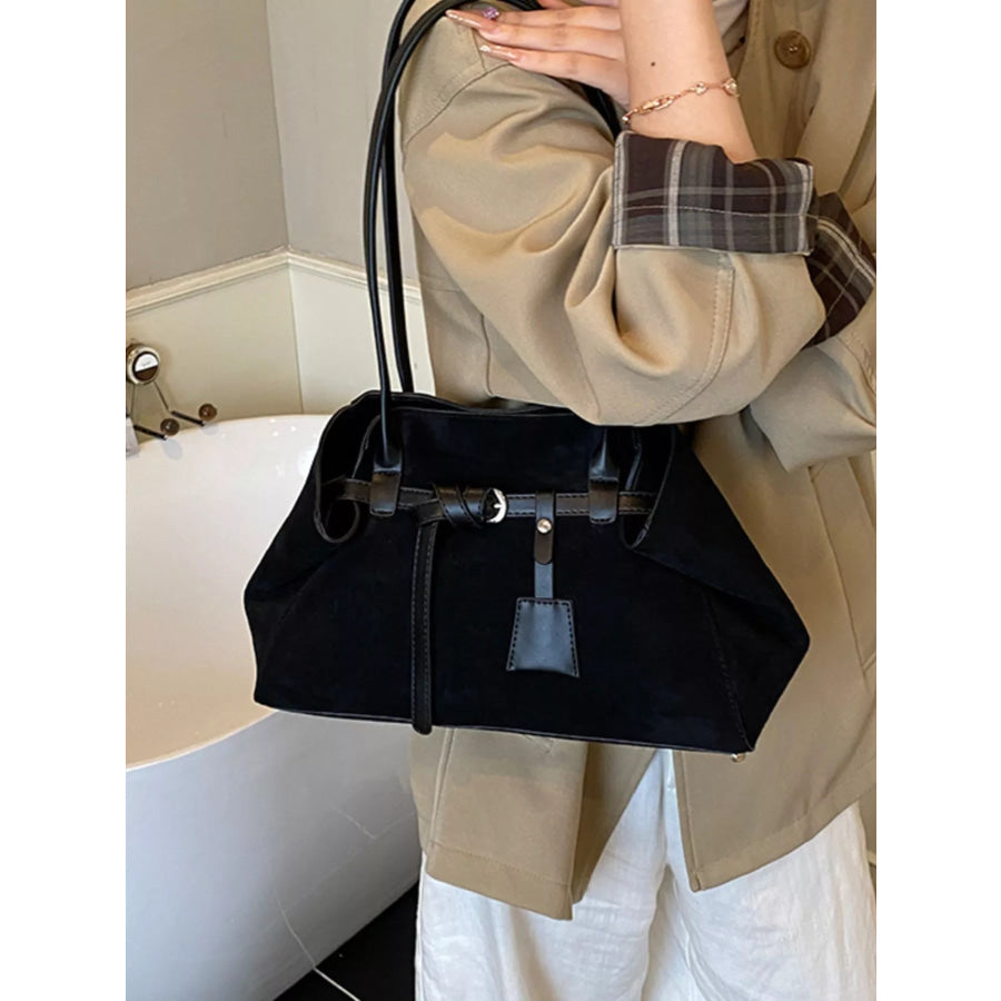 Suede Decorative Belt Buckle Shoulder Bag Apparel and Accessories