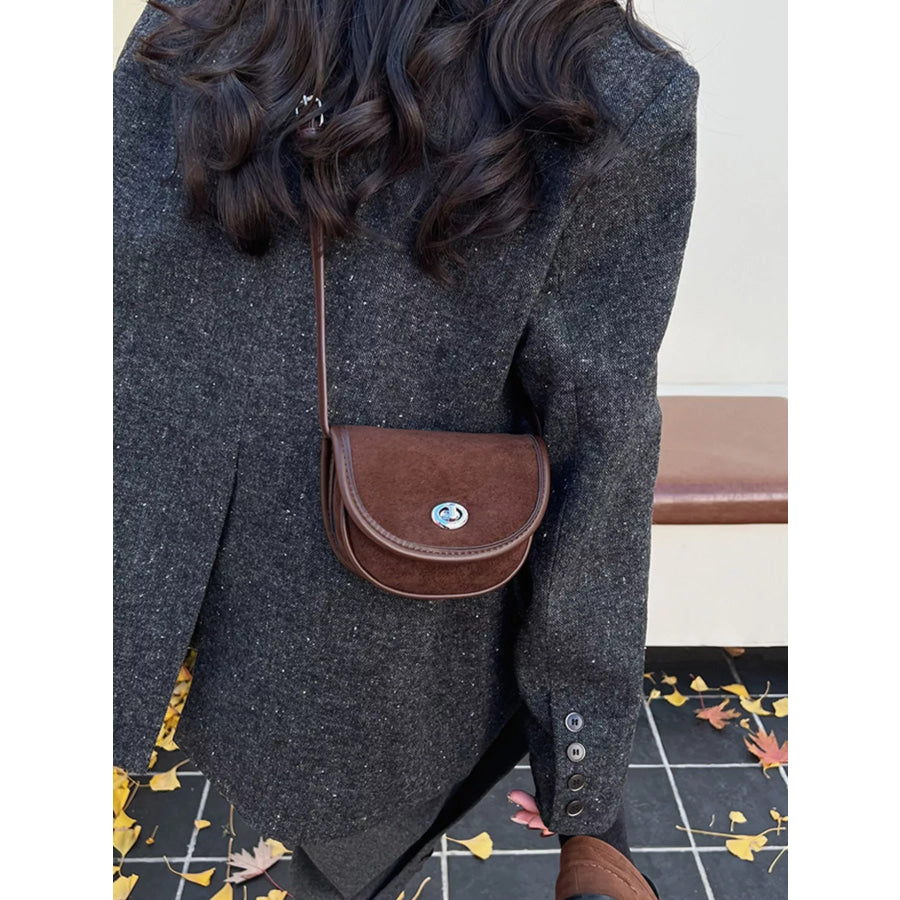 Suede Flap Crossbody Bag Coffee Brown / One Size Apparel and Accessories