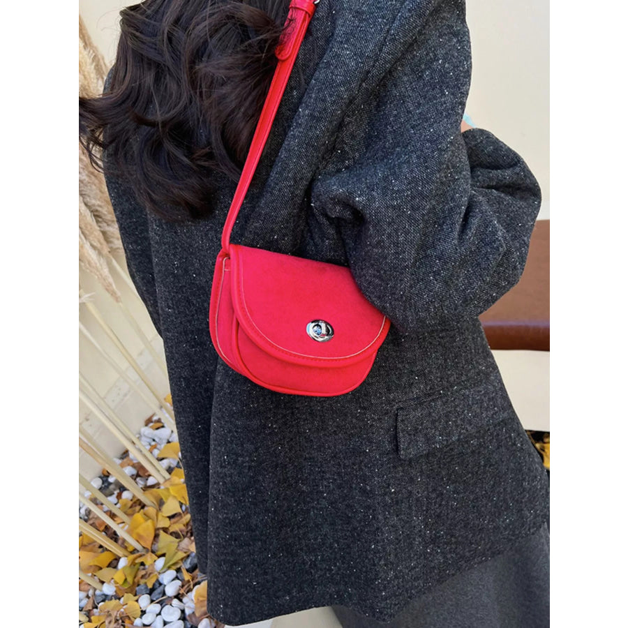 Suede Flap Crossbody Bag Red / One Size Apparel and Accessories