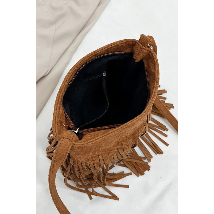 Suede Fringe Shoulder Bag Apparel and Accessories