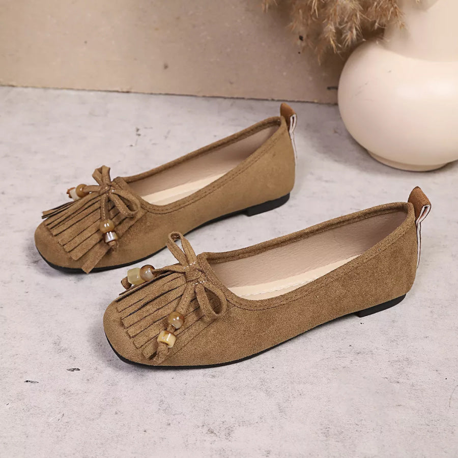 Suede Fringe Slip-Ons Apparel and Accessories