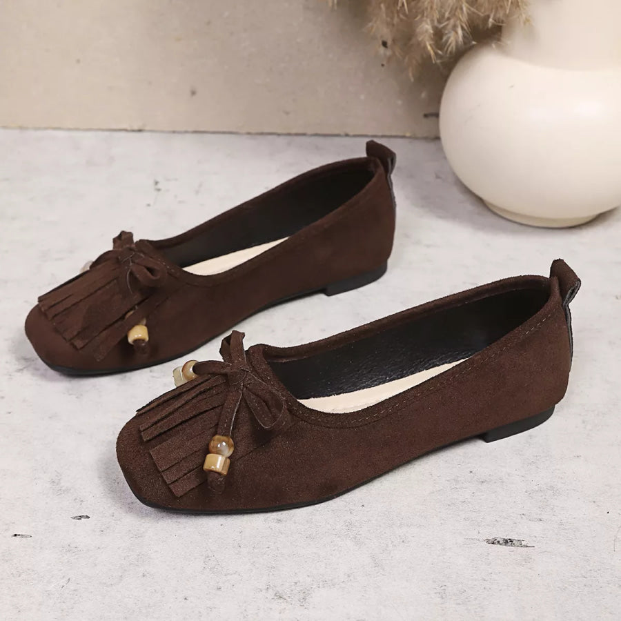 Suede Fringe Slip-Ons Apparel and Accessories