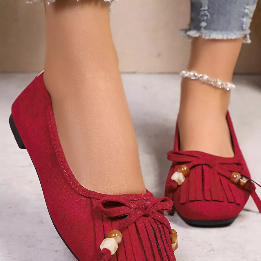 Suede Fringe Slip-Ons Apparel and Accessories