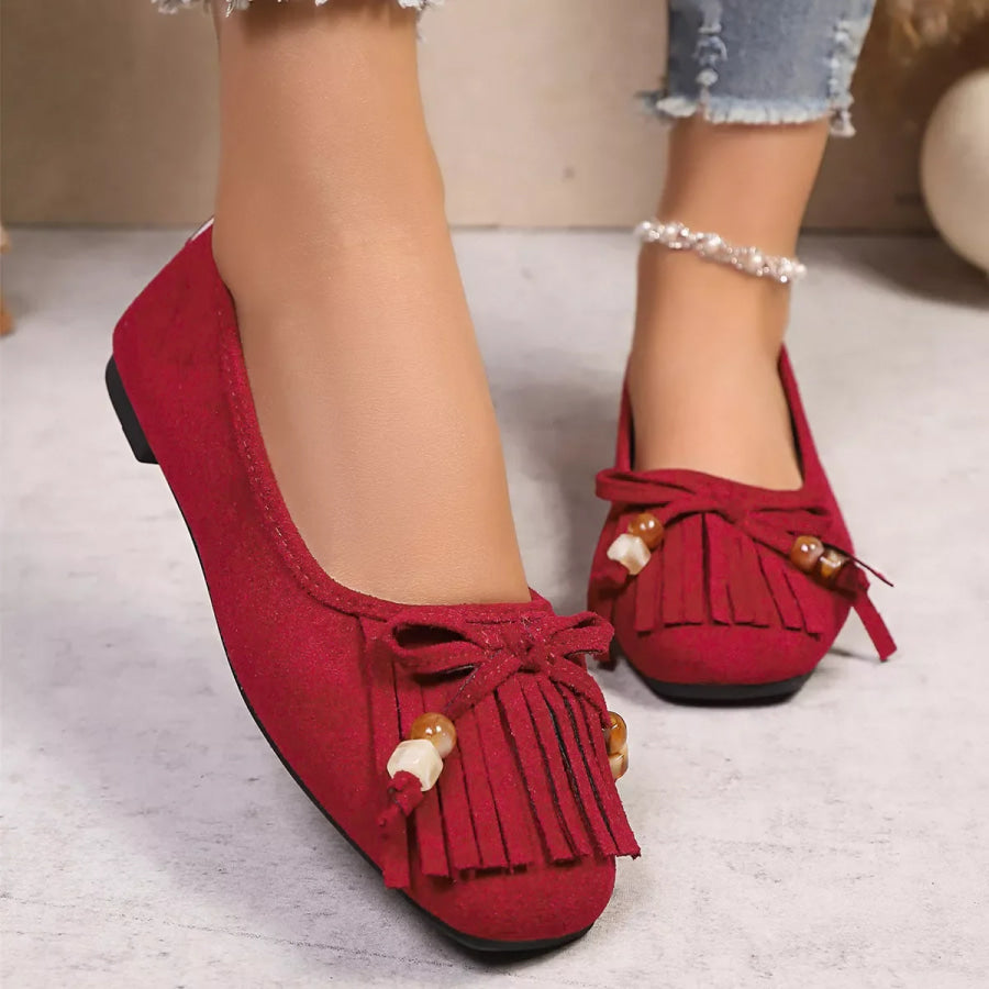 Suede Fringe Slip-Ons Apparel and Accessories