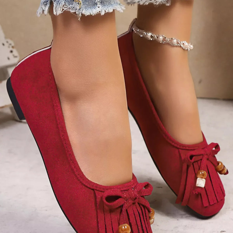 Suede Fringe Slip-Ons Apparel and Accessories