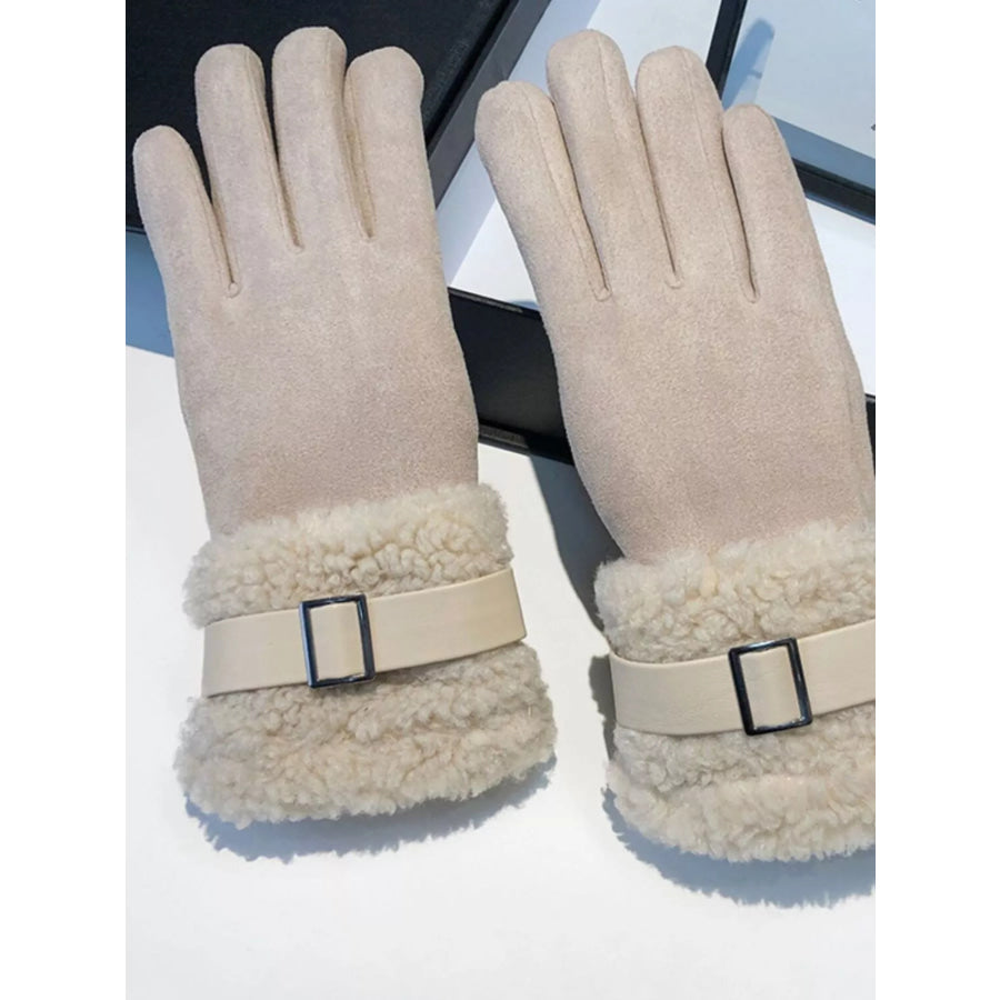Suede Gloves with Fur Cuff Apparel and Accessories