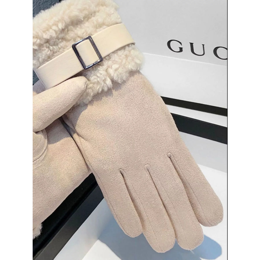Suede Gloves with Fur Cuff Apparel and Accessories