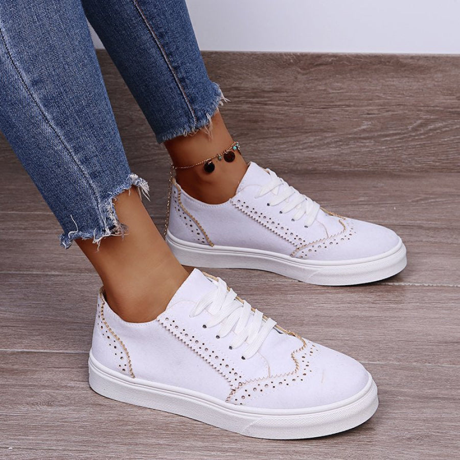 Suede Lace-Up Flat Sneakers Apparel and Accessories