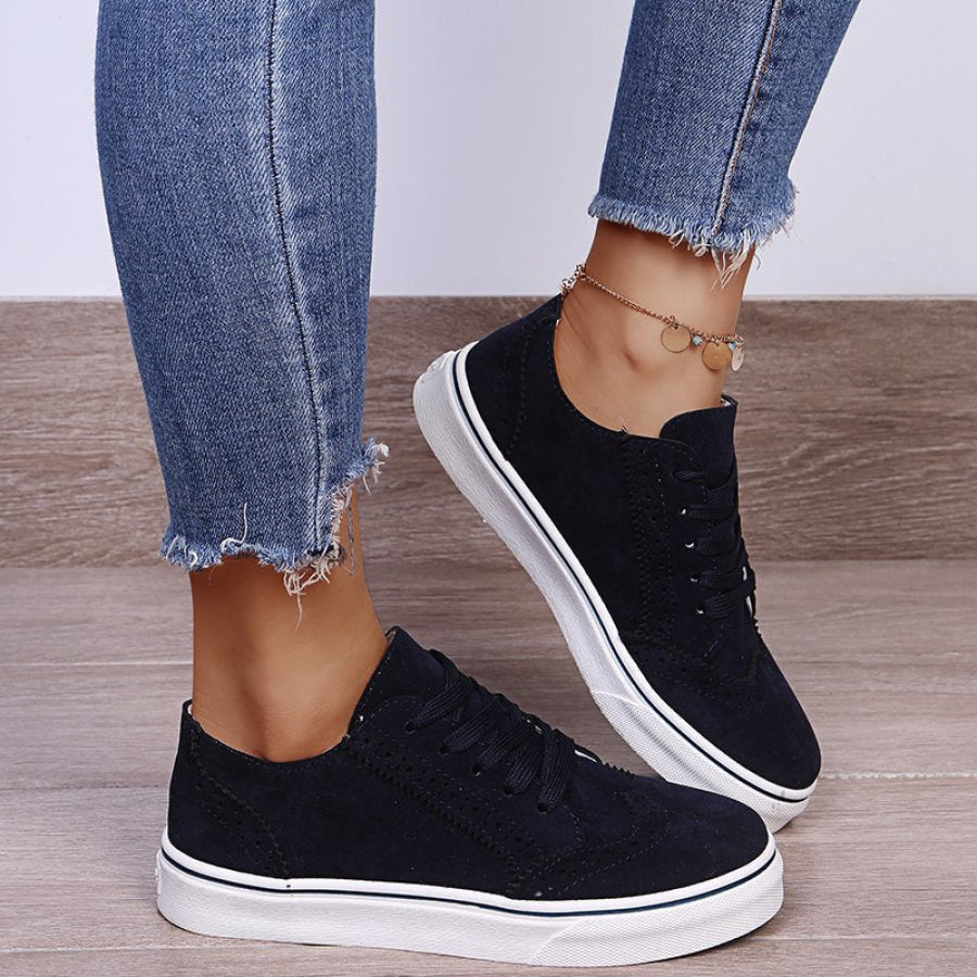 Suede Lace-Up Flat Sneakers Apparel and Accessories