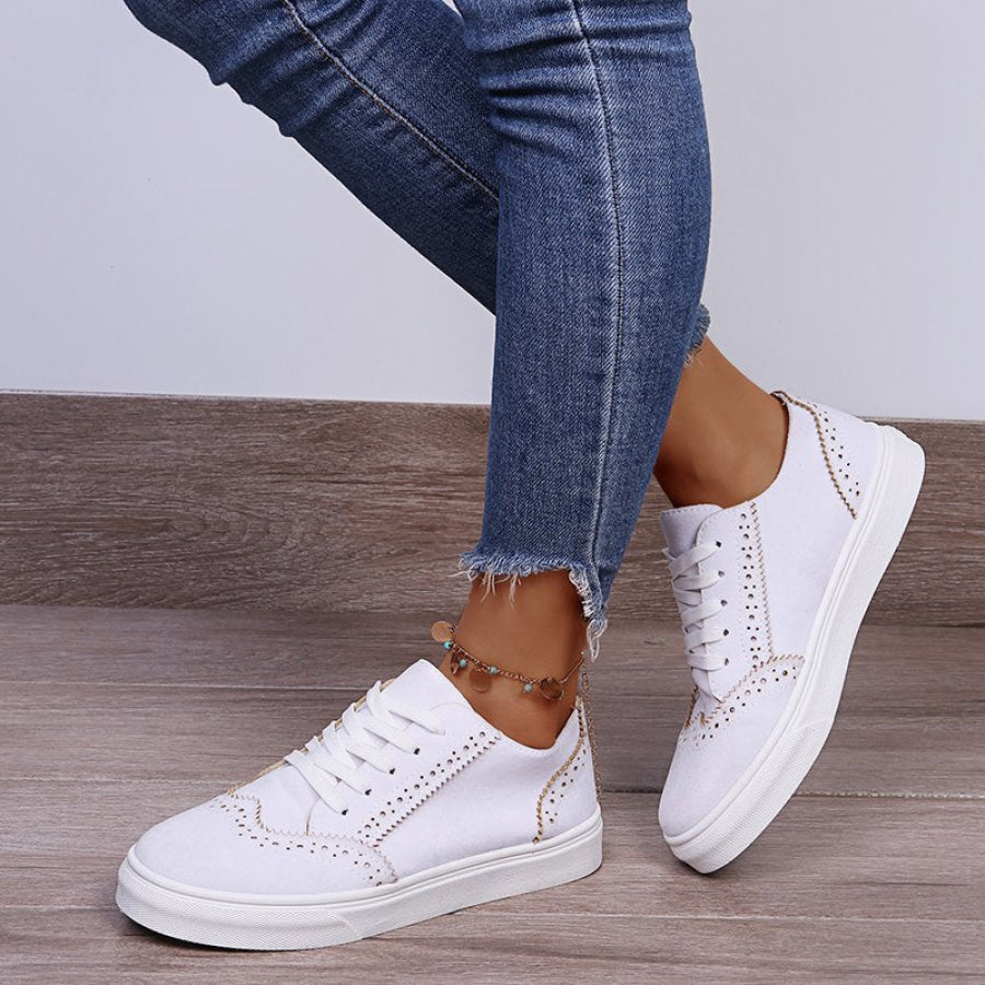 Suede Lace-Up Flat Sneakers Apparel and Accessories