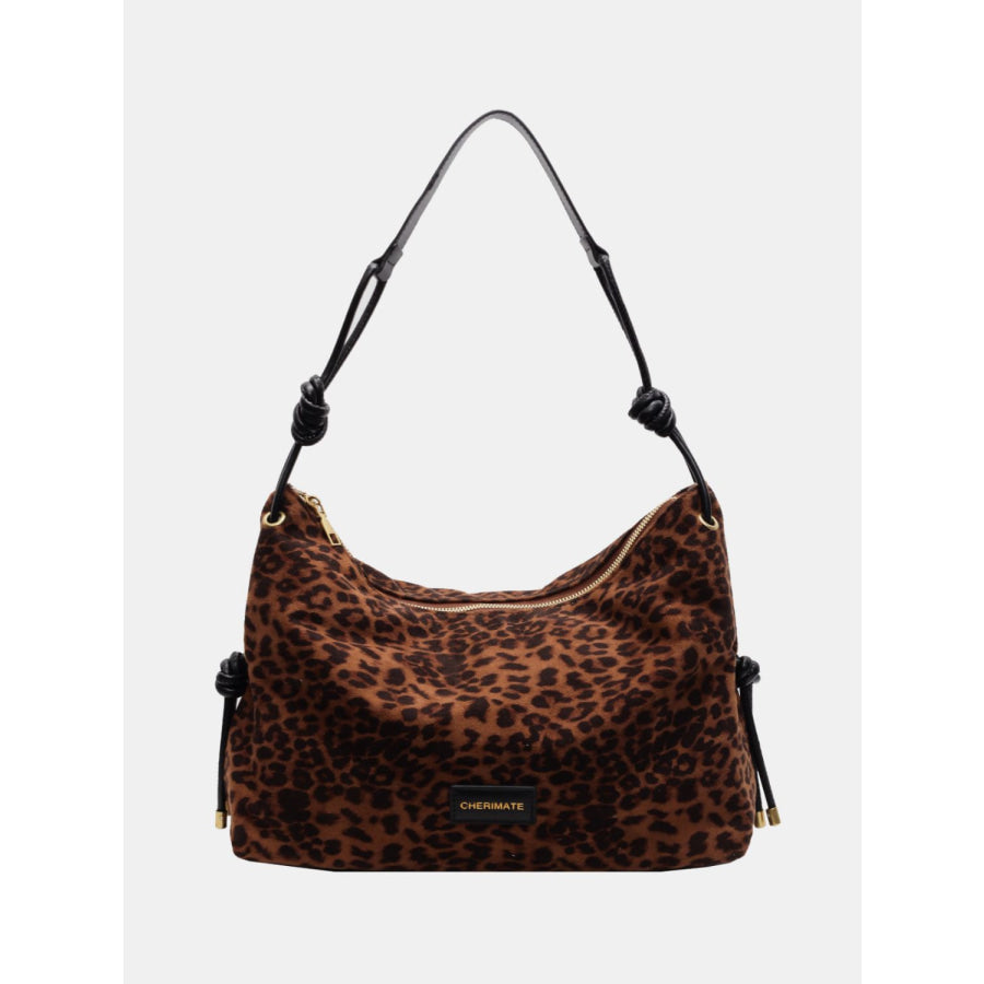 Suede Large Shoulder Bag Black/Leopard / One Size Apparel and Accessories