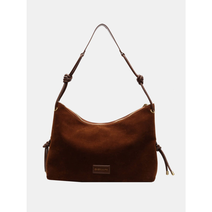 Suede Large Shoulder Bag Brown / One Size Apparel and Accessories