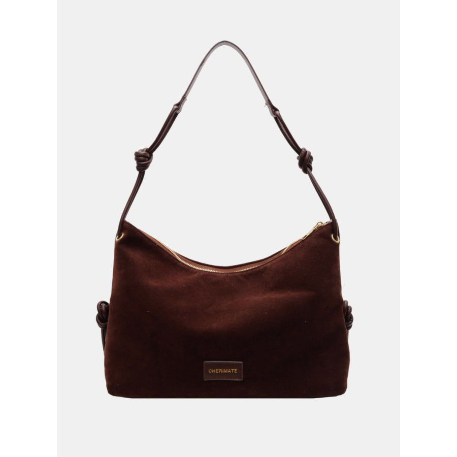 Suede Large Shoulder Bag Dark Brown / One Size Apparel and Accessories