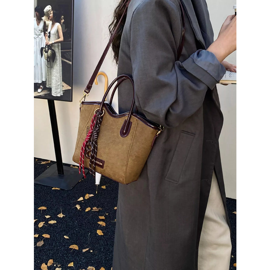Suede Leather Strap Tote Bag Apparel and Accessories