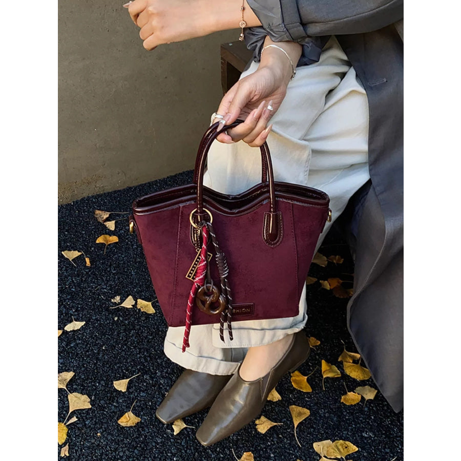Suede Leather Strap Tote Bag Apparel and Accessories