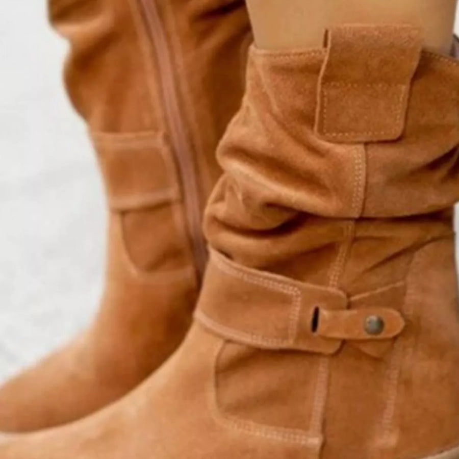 Suede Mid-Calf Boots Apparel and Accessories