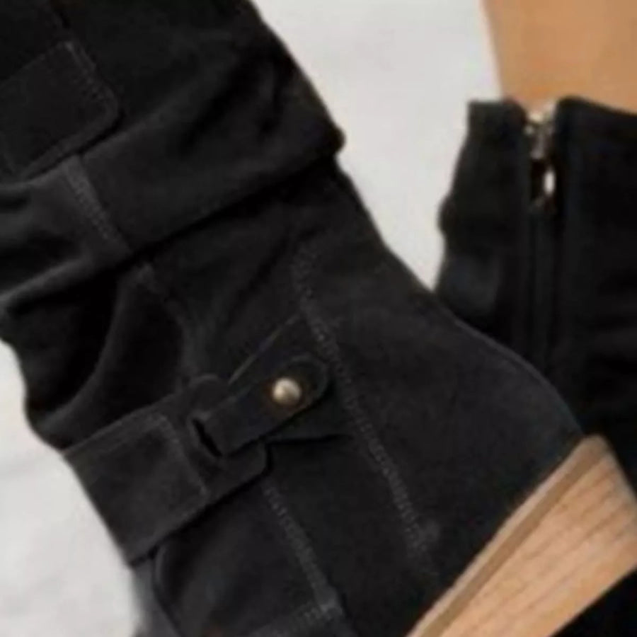 Suede Mid-Calf Boots Apparel and Accessories