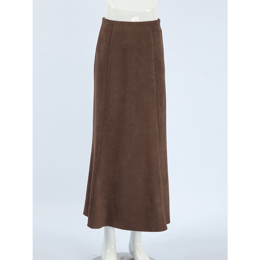 Suede Midi Skirt Apparel and Accessories