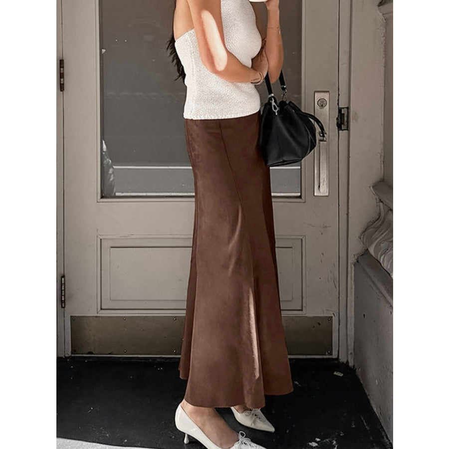 Suede Midi Skirt Apparel and Accessories