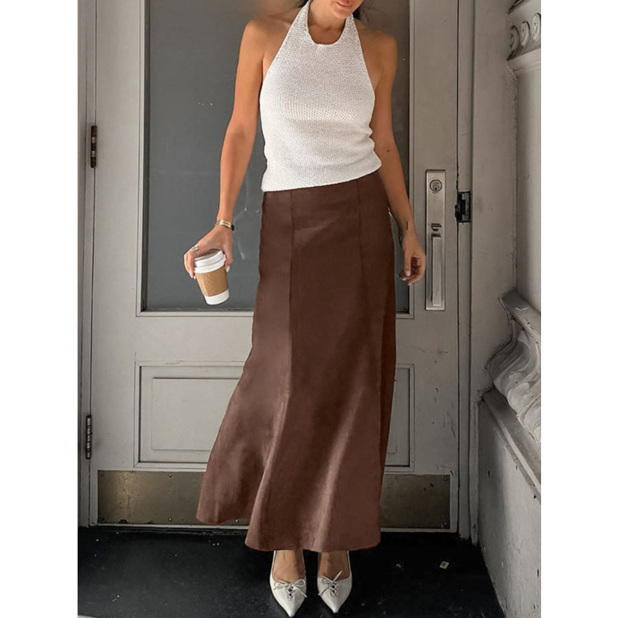 Suede Midi Skirt Apparel and Accessories