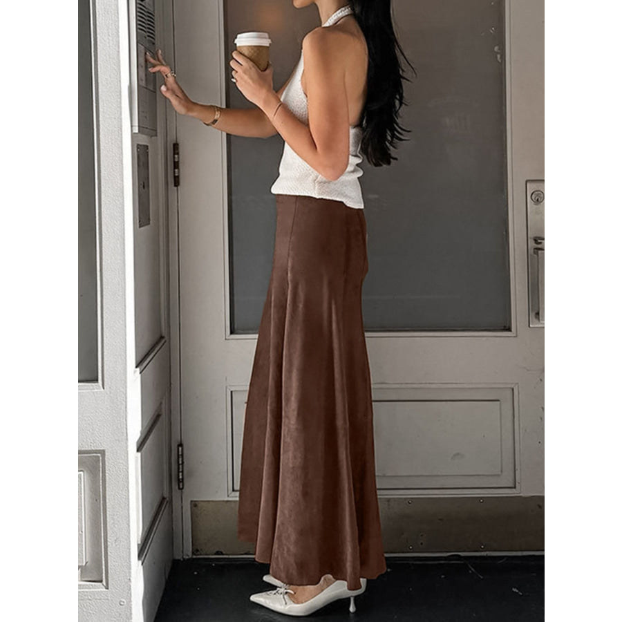 Suede Midi Skirt Apparel and Accessories