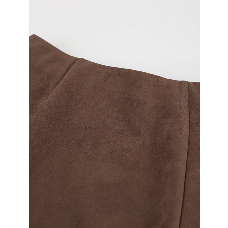 Suede Midi Skirt Apparel and Accessories