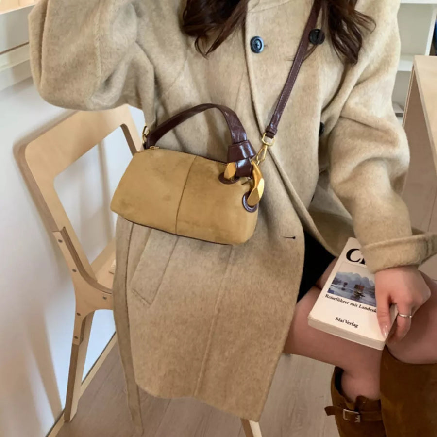 Suede Mini Crossbody Bag Khaki / One Size Apparel and Accessories