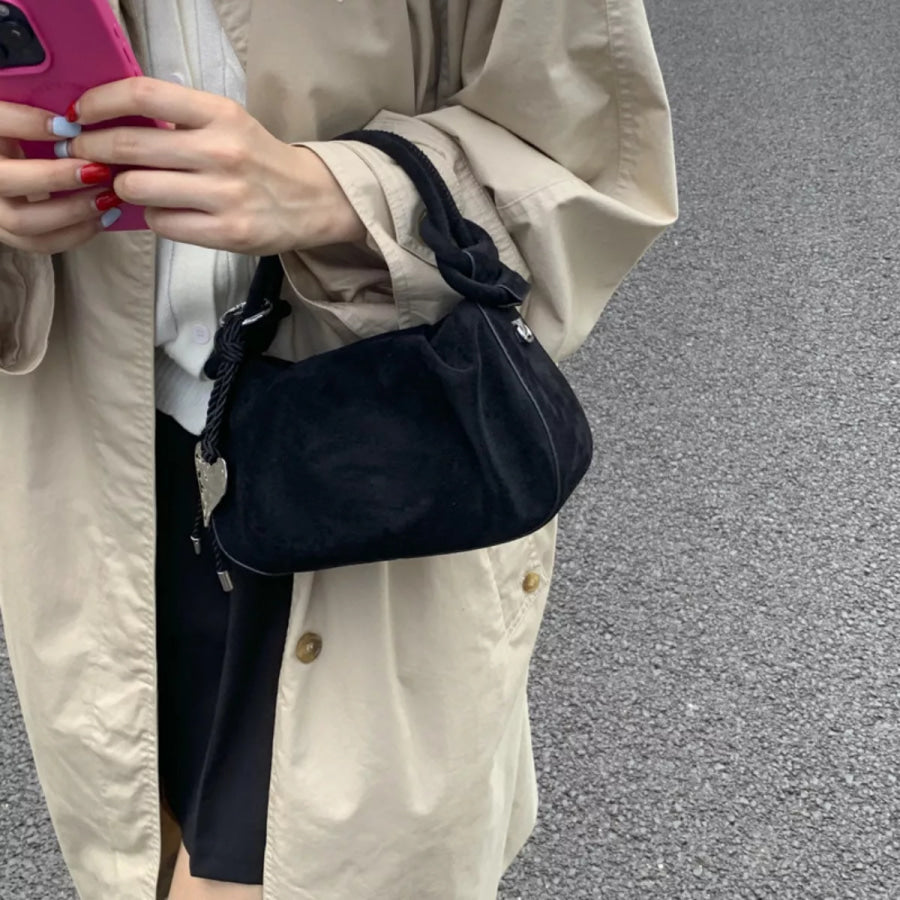 Suede Mini Crossbody Bag with Adjustable Strap Black / One Size Apparel and Accessories