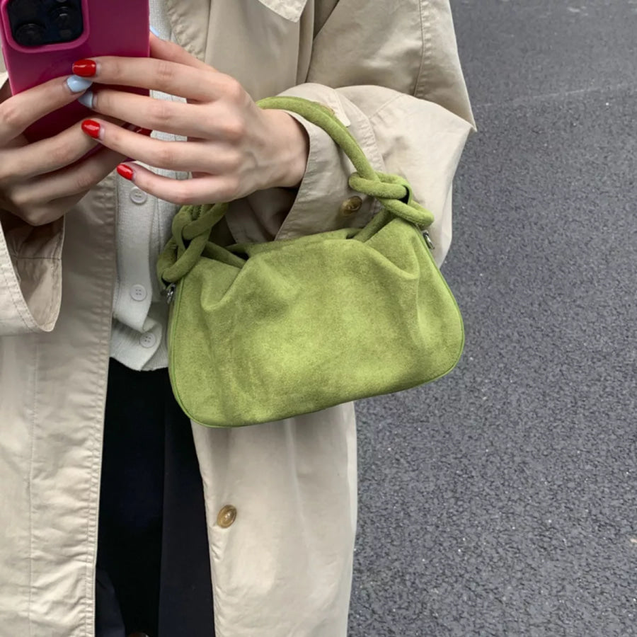 Suede Mini Crossbody Bag with Adjustable Strap Green / One Size Apparel and Accessories