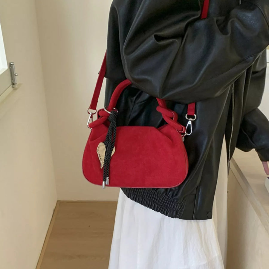 Suede Mini Crossbody Bag with Adjustable Strap Red / One Size Apparel and Accessories
