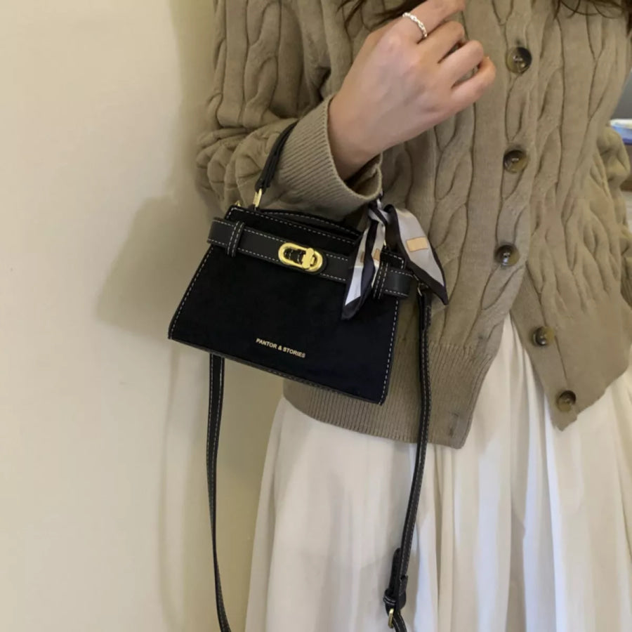 Suede Mini Crossbody Bag with Leather Strap Apparel and Accessories