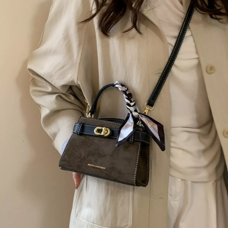 Suede Mini Crossbody Bag with Leather Strap Apparel and Accessories