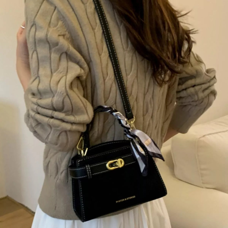 Suede Mini Crossbody Bag with Leather Strap Black / One Size Apparel and Accessories