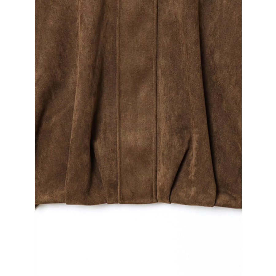Suede Oversized Collared Neck Bomber Jacket Apparel and Accessories