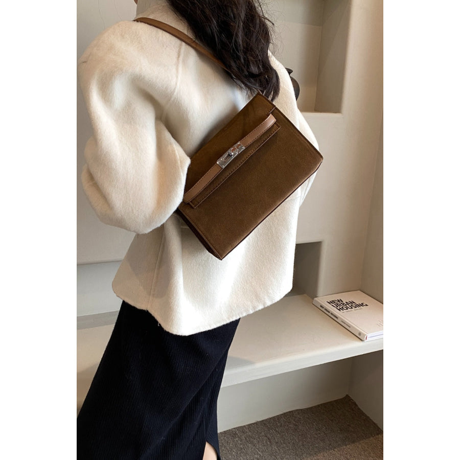 Suede PU Leather Strap Shoulder Bag Apparel and Accessories