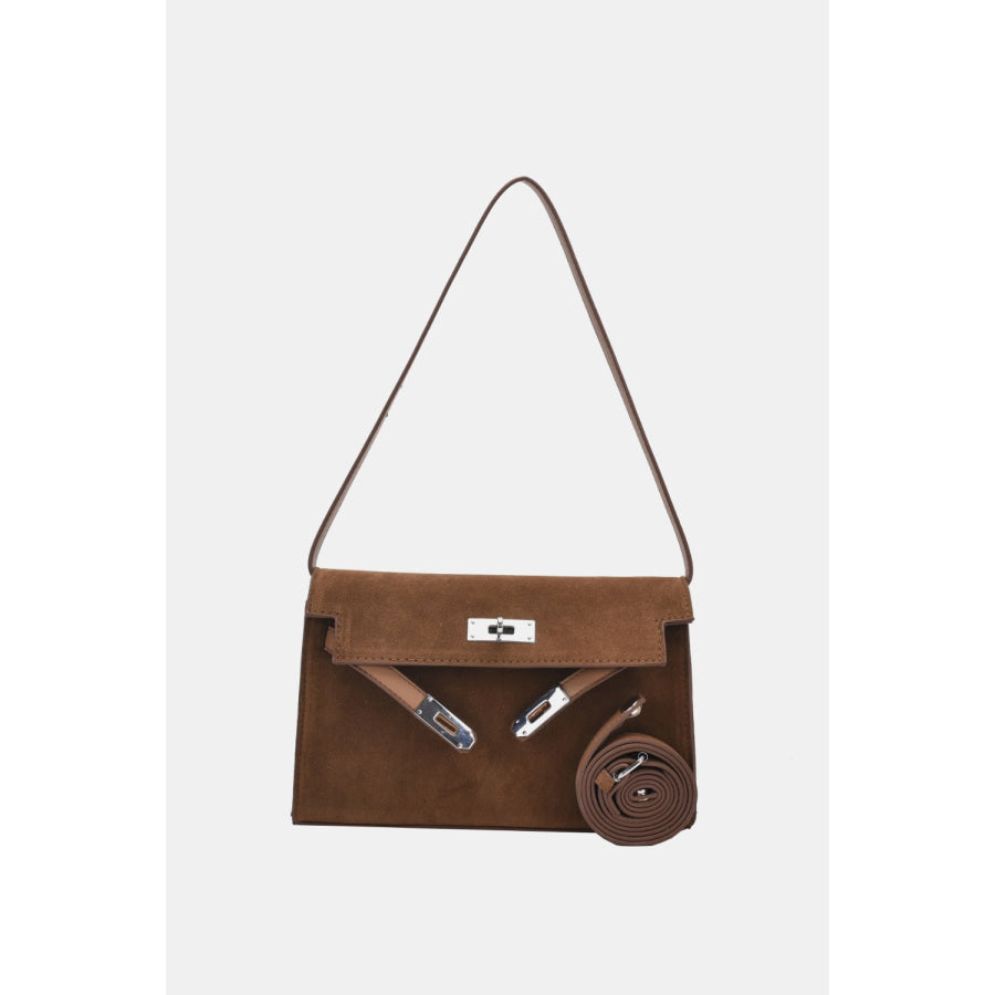 Suede PU Leather Strap Shoulder Bag Apparel and Accessories